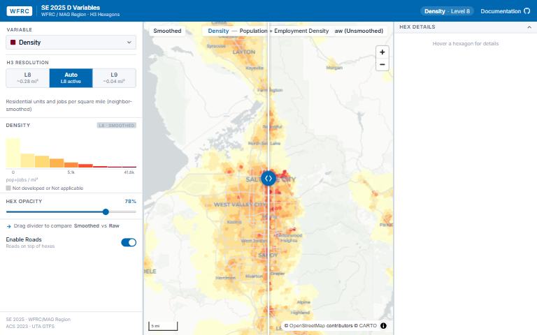 Screenshot of SE 2025 Urban Form D Variables; opens the tool in a new tab