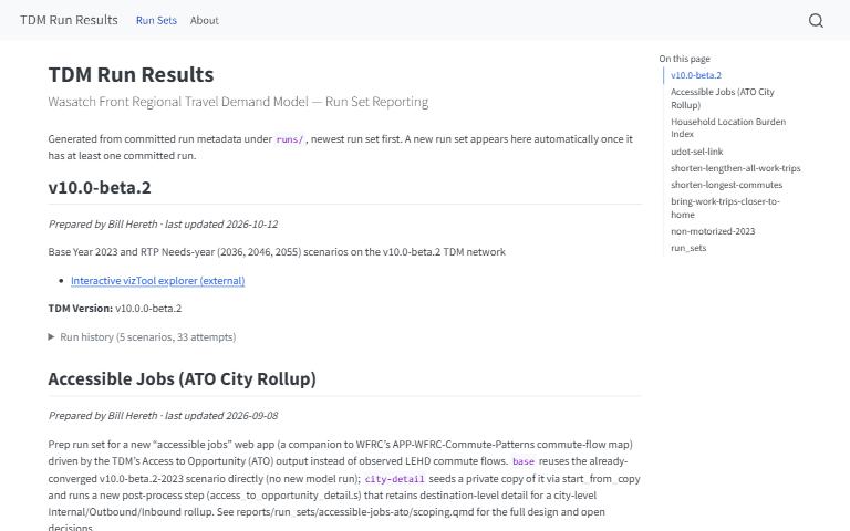 Screenshot of TDM Run Results; opens the tool in a new tab